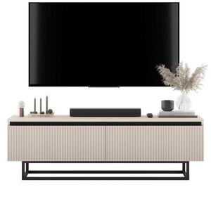 Meble Lindner TV STOLÍK Selene matný kašmír 140 cm s kovovým rámom vyobraziť