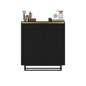 Meble Lindner KOMODA Selene 2D matná čierna 111 cm s kovovým rámom vyobraziť