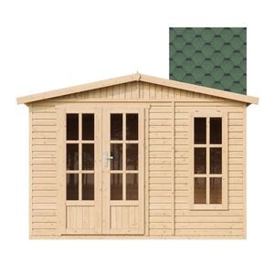 Timbela ZÁHRADNÝ DOMČEK z dreva 6 m2 - V232 x 332 x 222 cm - náradový domček z dreva, záhradné štúdio M334FB+H334FBGREEN vyobraziť