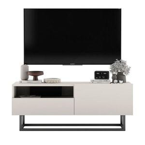 Meble Lindner TV stolík Enjoy Kašmír matný 120 cm so zásuvkou a kovovým rámom vyobraziť