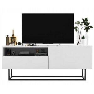 Meble Lindner TV stolík Enjoy Biela matná 120 cm so zásuvkou a kovovým rámom vyobraziť