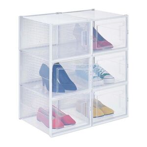 Relaxdays KRABICE Transparentné Biele 6-ks set s vekom vyobraziť
