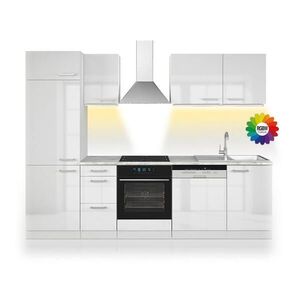 Vicco KUCHYNSKÝ KÚT Optima Biela vysoký lesk/biela 270 cm bez pracovnej dosky s LED pásikom vyobraziť