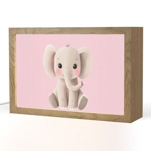 OnlyWow NOČNÁ LAMPA Slon - dieťa - ružový - kreslený 30x20 cm vyobraziť