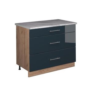 Vicco KUCHYNSKÁ SPODNÁ SKRINKA Fame-Line, Tmavo modrá vysoký lesk/Dub Goldkraft, 100 cm, AP Marble vyobraziť