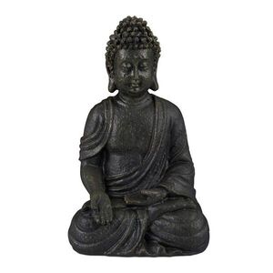 Relaxdays SOCHA Tmavosivá sediaci Budha polyresin 30 cm vyobraziť