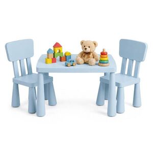 Relaxdays SÚPRAVA Modrá 3-dielny-set detský stôl 2 stoličky plast vyobraziť