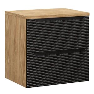 Badplaats SKRINKA POD UMÝVADLO Ocean 2 zásuvky matná čierna s dub - 60 x 46 x 59 cm vyobraziť