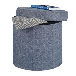 Relaxdays TABURET tmavosivý okrúhly s úložným priestorom 38 cm vyobraziť
