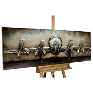 KUNSTLOFT KOVOVÝ OBRAZ 144/44 cm, letecký motív, béžový vyobraziť