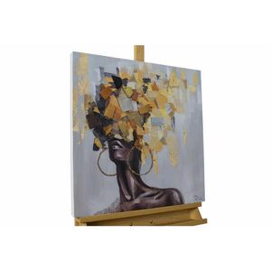 KUNSTLOFT RUČNE MAĽOVANÝ AKRYLOVÝ OBRAZ 60/60 cm, sivý/žltý, zvierací motív vyobraziť