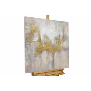 KUNSTLOFT RUČNE MAĽOVANÝ AKRYLOVÝ OBRAZ 80/80 cm, sivý/zlatý, abstraktný geometrický motív vyobraziť