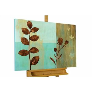 KUNSTLOFT RUČNE MAĽOVANÝ AKRYLOVÝ OBRAZ 80/60 cm, hnedý/tyrkysový, prírodný a botanický motív vyobraziť