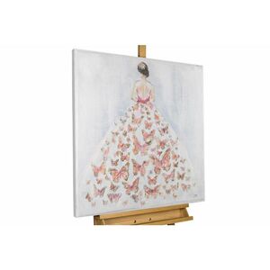 KUNSTLOFT RUČNE MAĽOVANÝ AKRYLOVÝ OBRAZ 80/80 cm, sivý/ružový, zvierací motív vyobraziť