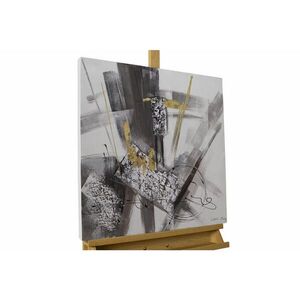 KUNSTLOFT RUČNE MAĽOVANÝ AKRYLOVÝ OBRAZ 60/60 cm, sivý, abstraktný geometrický motív vyobraziť