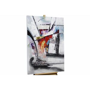KUNSTLOFT RUČNE MAĽOVANÝ AKRYLOVÝ OBRAZ 80/120 cm, sivý, abstraktný geometrický motív vyobraziť
