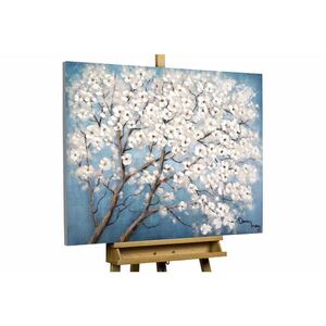 KUNSTLOFT RUČNE MAĽOVANÝ AKRYLOVÝ OBRAZ 100/75 cm, modrý/biely, prírodný a botanický motív vyobraziť