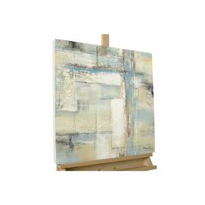 KUNSTLOFT RUČNE MAĽOVANÝ AKRYLOVÝ OBRAZ 60/60 cm, modrý/béžový, abstraktný geometrický motív vyobraziť