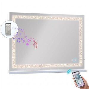 VANITII STOLOVÉ zrkadlo na šminkanje s LED osvetlením, rozptýlenými diamantami a Bluetooth, biele, 80/58 cm vyobraziť
