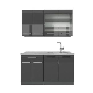 Vicco SAMOSTATNÁ KUCHYŇA Fame-Line Antracit vysoký lesk 140 cm , AP Marble vyobraziť
