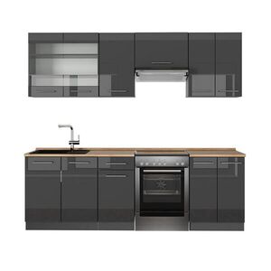 Vicco KUCHYNKA Fame-Line Antracit vysoký lesk 240 cm , AP Oak vyobraziť