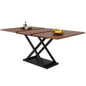 Redom JEDÁLENSKÝ stôl 120-160/80/75 cm rozkladací s krížovými kovovými nohami, orechová/čierna vyobraziť