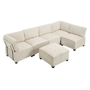 Redom SEDACIA súprava 308/154/81, 99 cm modulárna 6-miestna s úložnými bočnými vreckami a ergonomickým tvarovaním, Béžová vyobraziť