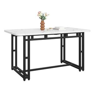 Redom JEDÁLENSKÝ stôl 120/70 cm s MDF doskou a čiernymi kovovými nohami, Čierna/Biela vyobraziť