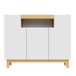 Redom SIDEBOARD 120, 5/42/96 cm s otvoreným stredovým regálom a tromi dvierkami, úložný priestor pre viacero miestností, Biela vyobraziť