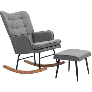 Redom HOJDACIE kreslo 64/89/90 cm s podnožkou, polyester, vysoké operadlo a podrúčky, Tmavosivá vyobraziť