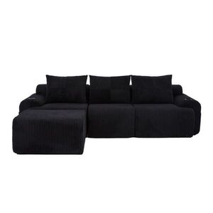 Redom SEDACIA súprava 268/174/80 cm z kordurovej látky, modulárne zostavenie, držiak na nápoje a bočné vrecko, Čierna vyobraziť