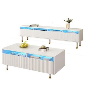 Redom OBÝVACIA zostava 178/35/45 cm a 110/50/40 cm s LED osvetlením, 4 dvierkami, 2 zásuvkami a MDF, Biela vyobraziť