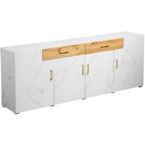 Redom SIDEBOARD 208/39, 5/80 cm s 2 zásuvkami, 4 dvierkami a veľkým úložným priestorom, Biela vyobraziť