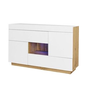 Redom SIDEBOARD 120/37/76, 5 cm s LED osvetlením, lesklým dizajnom a úložným priestorom, Biela vyobraziť