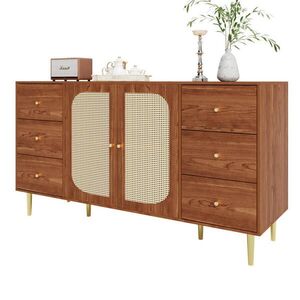Redom SIDEBOARD 160/40/90 cm so 6 zásuvkami a 2 dvierkami s ratanovým detailom, Farba dreva vyobraziť