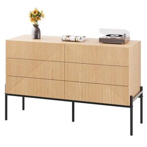 Redom KOMODA 115, 5/38/75 cm s 3D geometrickou štruktúrou, šesť zásuviek a veľkou odkladacou plochou, Prírodná vyobraziť