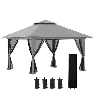 Redom PAVILÓN 392/392/283 cm, skladací, výškovo nastaviteľný, s UV ochranou a sieťovanými stenami, Tmavosivá vyobraziť