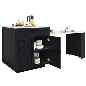Redom BAROVÝ stôl 133-202/70/93, 5 cm, rozkladací s úložným priestorom, zásuvkou a policami z MDF, Čierna vyobraziť