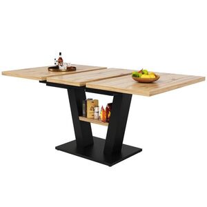Redom JEDÁLENSKÝ stôl 118-157/70/75 cm rozkladací, s nastaviteľnými nožičkami a MDF doskou, Čierna/Prírodná vyobraziť