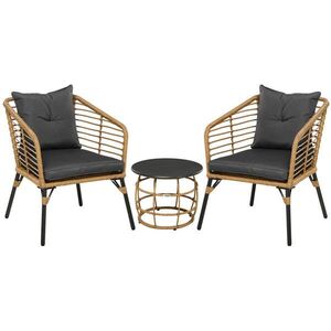 Redom SÚPRAVA záhradného nábytku 62/65/78 cm, 3-dielne bistro so stolíkom, vankúšmi a oceľovou konštrukciou, Piesková vyobraziť