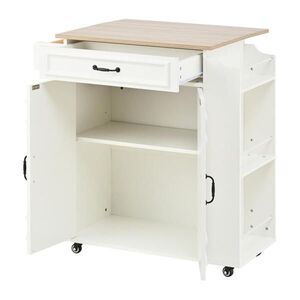 Redom KUCHYNSKÝ ostrovček 66/40(60)/90 cm so sklápacou doskou, zásuvkou, skrinkou a kolieskami z MDF, Biela vyobraziť