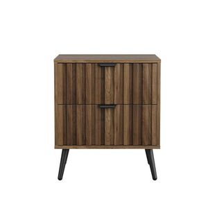 OKWISH NOČNÝ stolík 45/40/53 cm orechová farba z MDF s 2 zásuvkami a kovovými nohami vyobraziť
