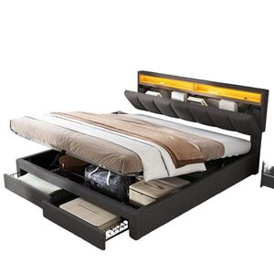 SHOPENTRA ČALÚNENÁ posteľ sivá 180x200 cm LED vyobraziť