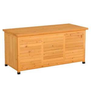 Modfu ZÁHRADNÁ úložná truhlica z dreva 127x56x60 cm žltá s vekom, vetraním a protišmykovými nožičkami vyobraziť