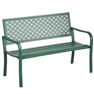 Modfu ZÁHRADNÁ lavica z ocele 127x63x83 cm tmavozelená s podrúčkami a ergonomickým operadlom vyobraziť