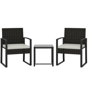 Modfu ZÁHRADNÁ bistro súprava z ocele 55x58x76 cm krémovosivá s čalúnením, sklenenou doskou a odnímateľnými poťahmi vyobraziť