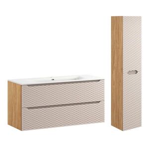 Petits-meubles KÚPEĽŇOVÝ NÁBYTOK 120cm Elora 2-dielna súprava Béžová a drevo vyobraziť