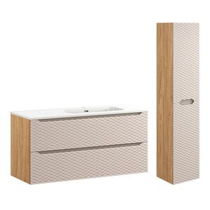 Petits-meubles KÚPEĽŇOVÝ NÁBYTOK 120cm Elora 2-dielna súprava Béžová a drevo vyobraziť