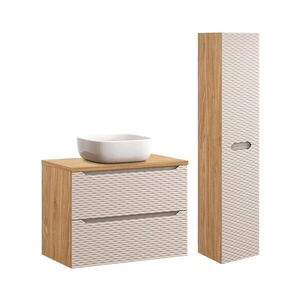 Petits-meubles KÚPEĽŇOVÝ NÁBYTOK 80cm Elora 2-dielna súprava Béžová a drevo vyobraziť