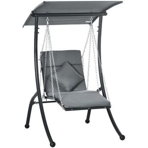 OKWISH ZÁHRADNÁ hojdačka 108/145/169 cm tmavosivá z ocele s polohovateľnou strieškou a možnosťou ležania vyobraziť